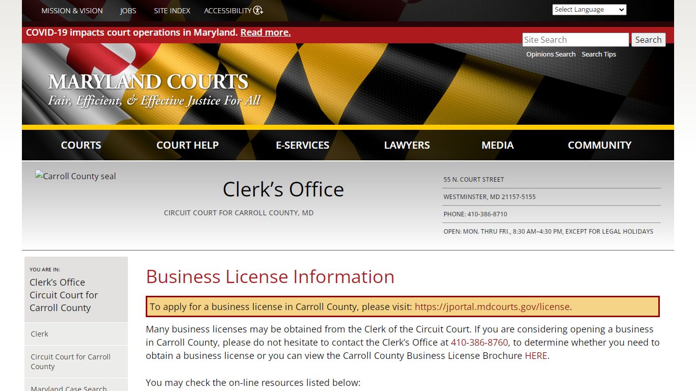 Business License Information | Maryland Courts