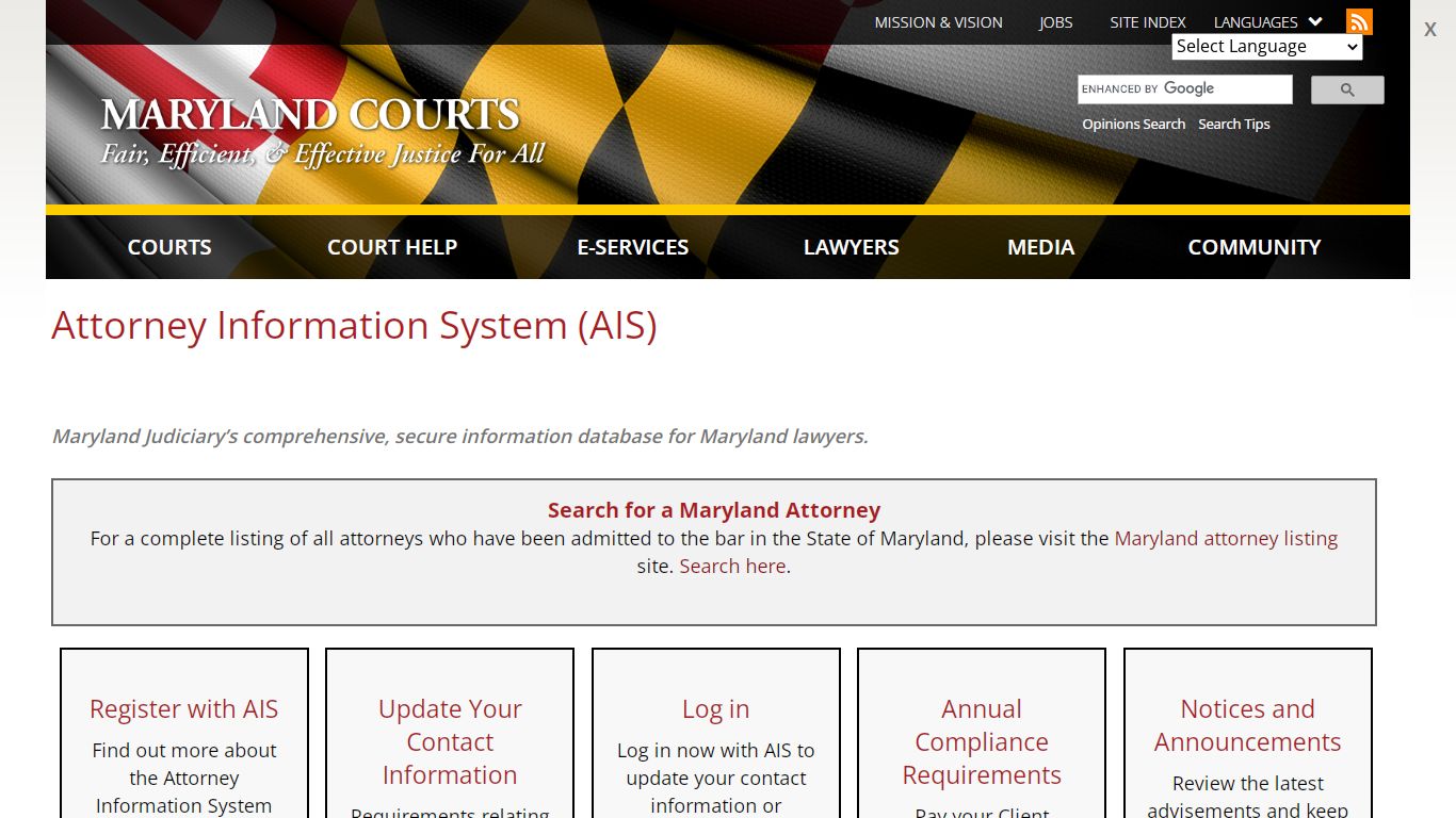 Attorney Information System (AIS) | Maryland Courts